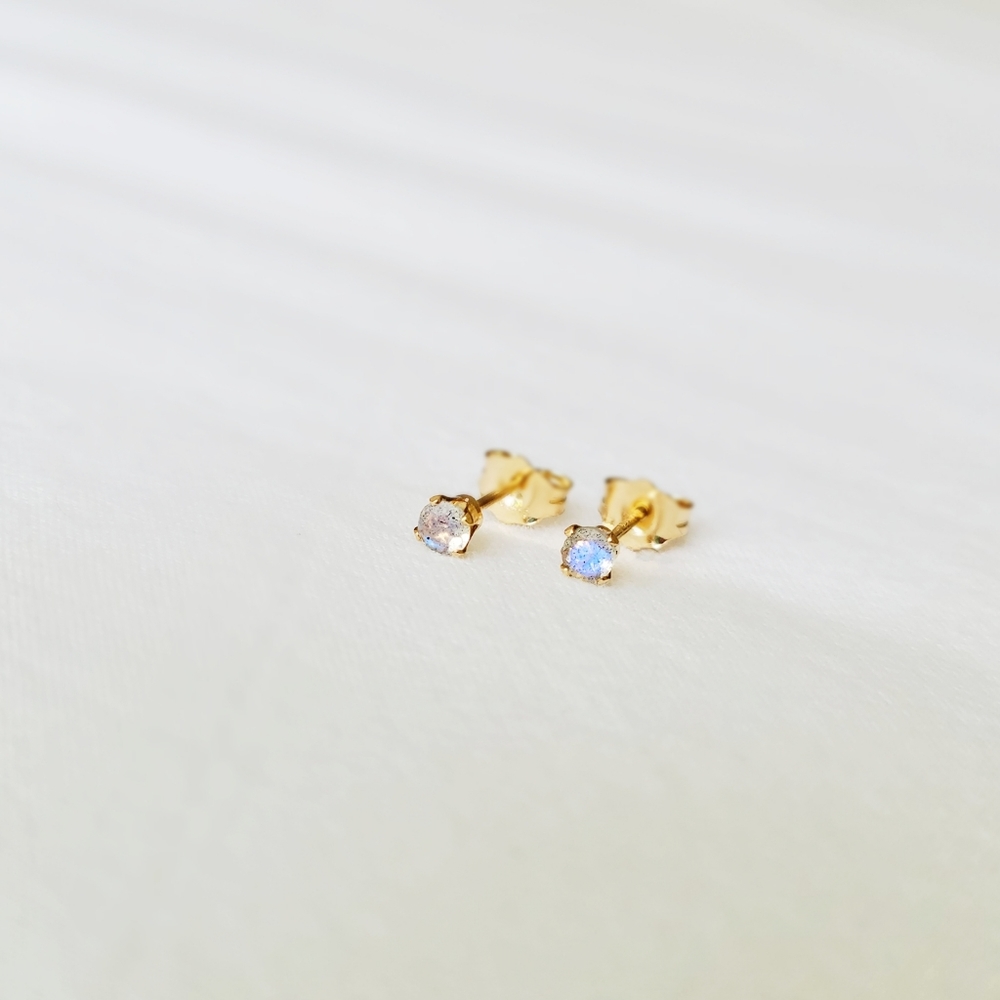 Labradorite Studs Tiny 3mm Gold Filled